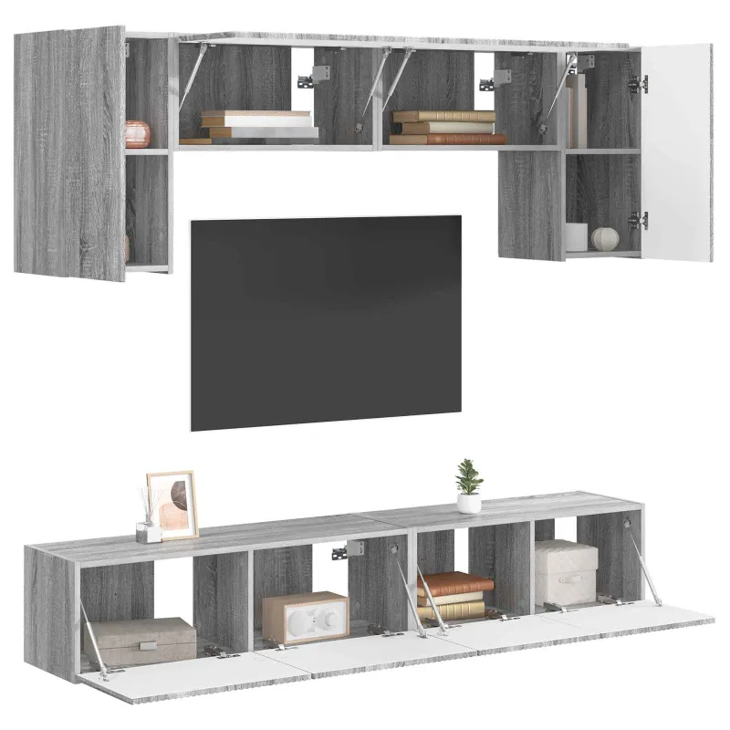TV spintelių komplektas 4 pcs Pilkas Sonoma Apdirbta mediena
