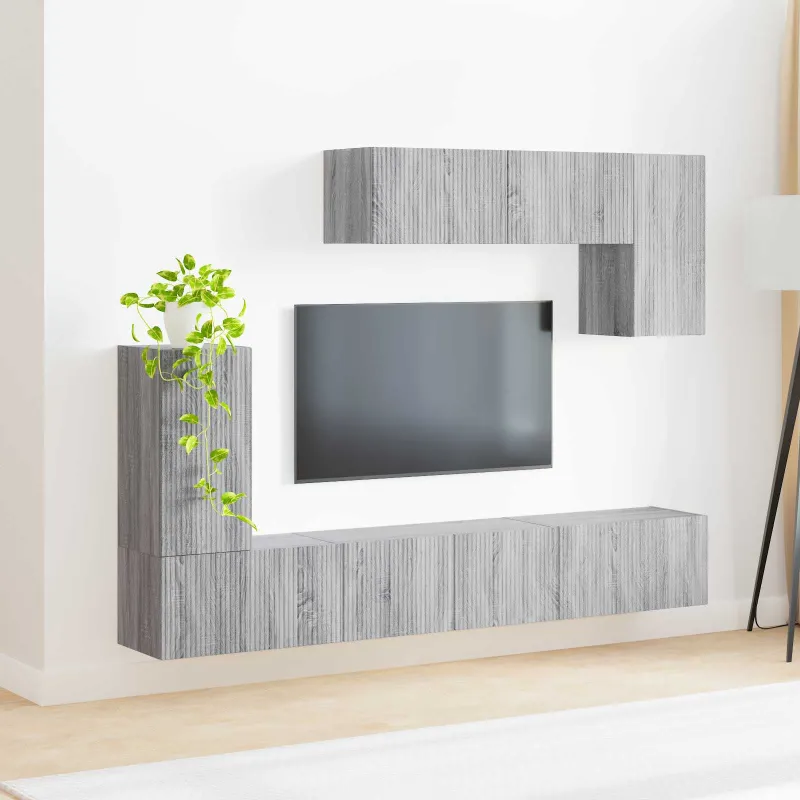 TV spintelių komplektas 4 pcs Pilkas Sonoma Apdirbta mediena
