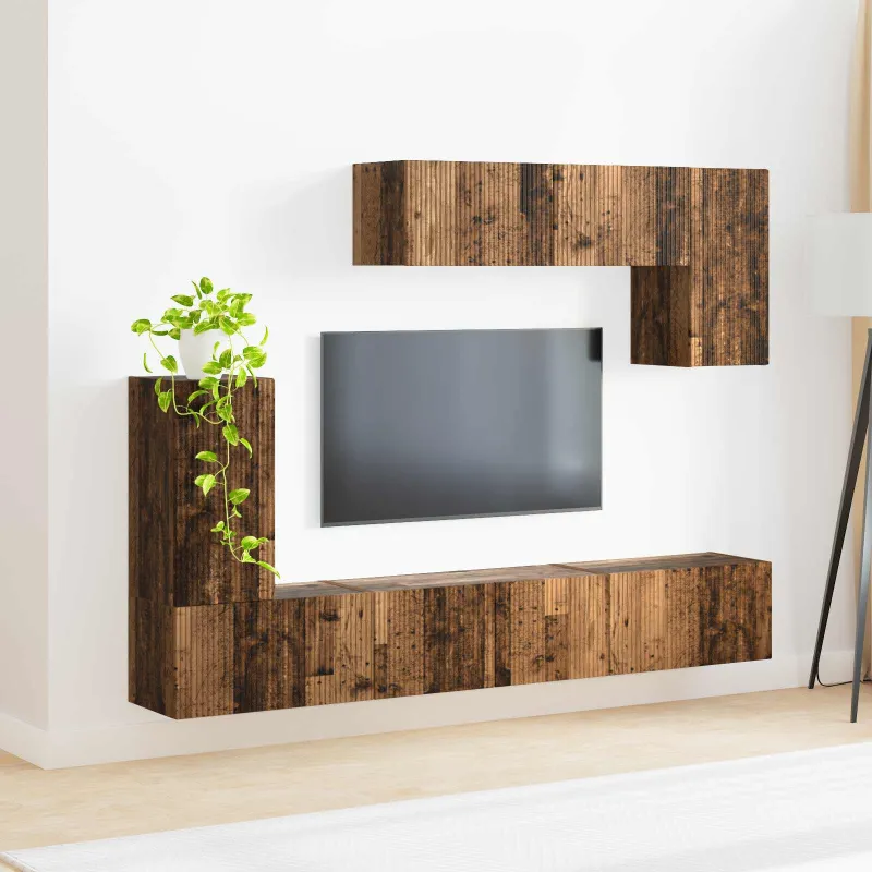 TV spintelių komplektas 4 pcs Senas medis Apdirbta mediena