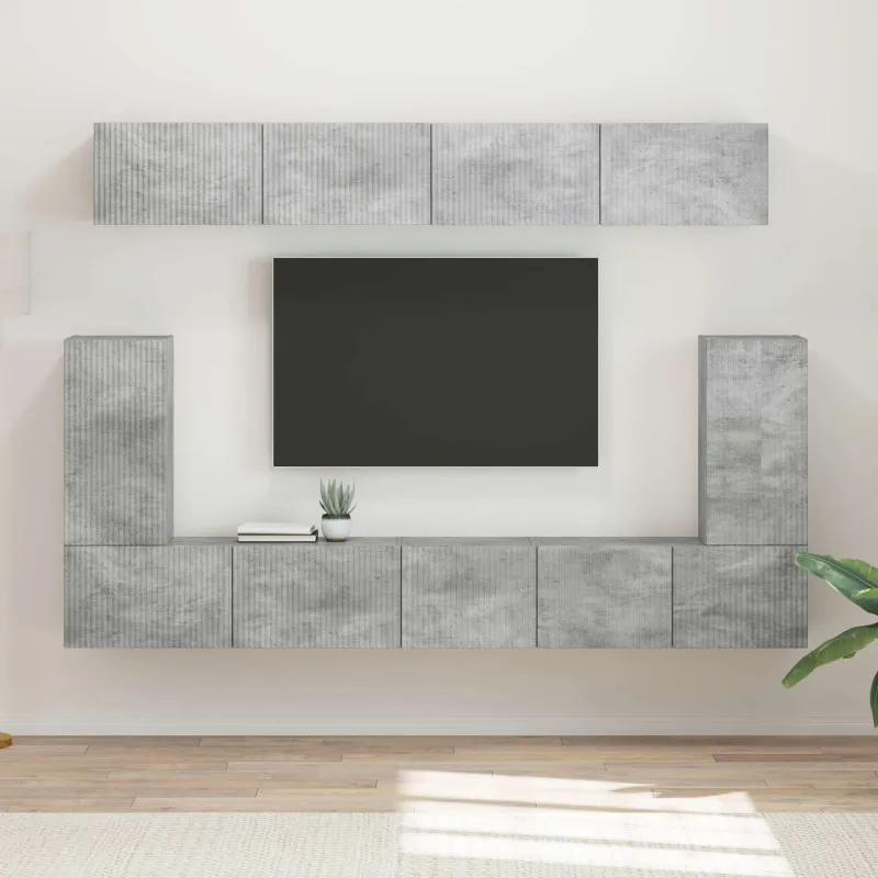 TV spintelių komplektas 5 pcs Betono pilka Apdirbta mediena