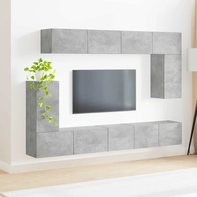 TV spintelių komplektas 5 pcs Betono pilka Apdirbta mediena