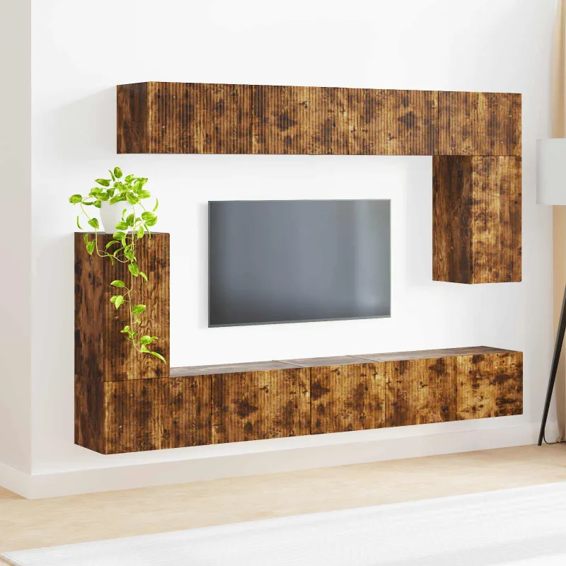 TV spintelių komplektas 5 pcs Rūkyta ąžuolas Apdirbta mediena