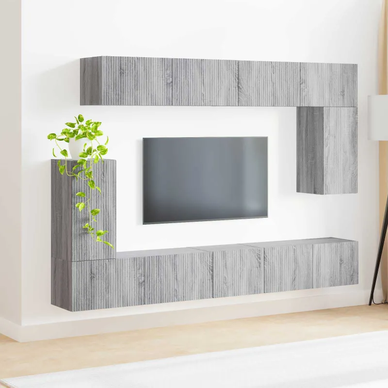 TV spintelių komplektas 5 pcs Pilkas Sonoma Apdirbta mediena