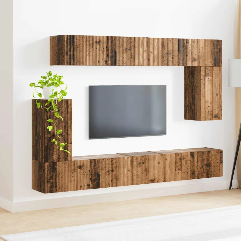 TV spintelių komplektas 5 pcs Senas medis Apdirbta mediena