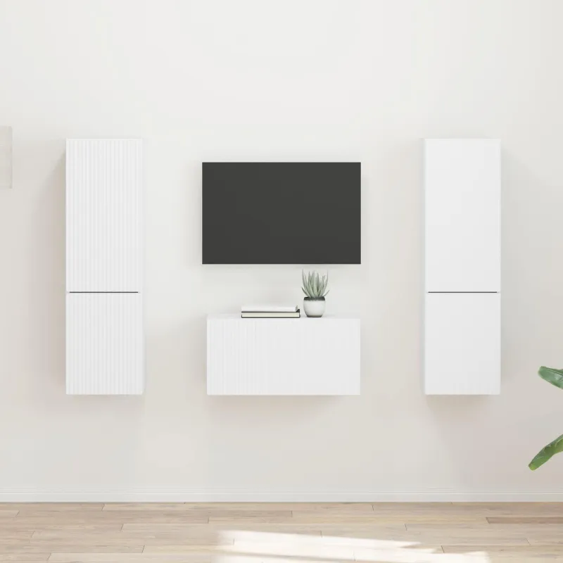 TV spintelių komplektas 5 pcs Balta Apdirbta mediena