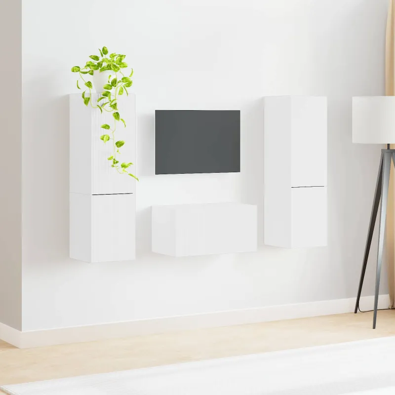 TV spintelių komplektas 5 pcs Balta Apdirbta mediena