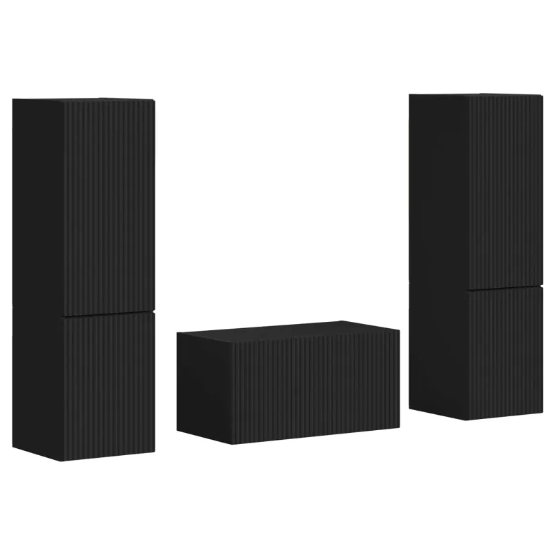 TV spintelių komplektas 5 pcs Juoda Apdirbta mediena