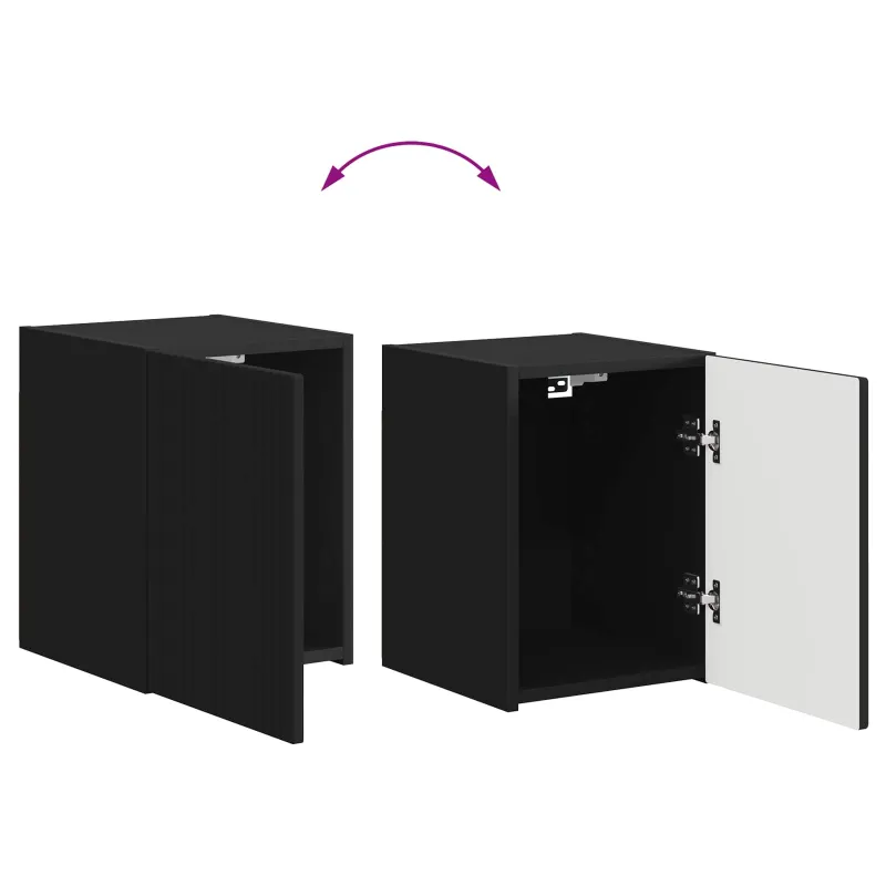 TV spintelių komplektas 5 pcs Juoda Apdirbta mediena