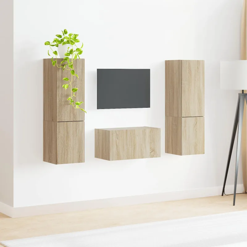 TV spintelių komplektas 5 pcs Sonoma ąžuolas Apdirbta mediena