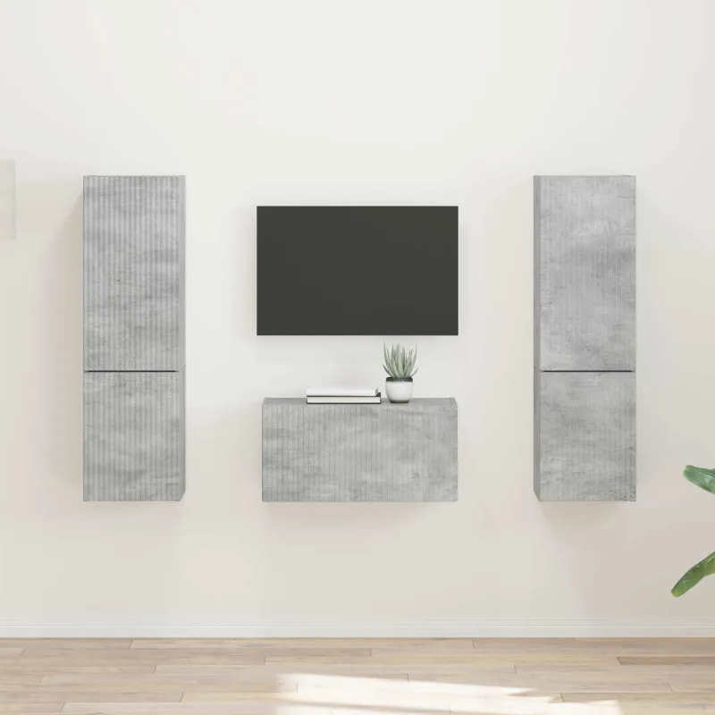 TV spintelių komplektas 5 pcs Betono pilka Apdirbta mediena