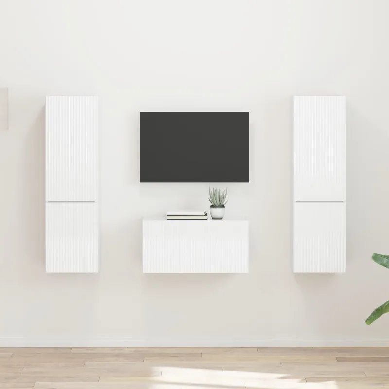 TV spintelių komplektas 5 pcs Aukštai blizganti balta