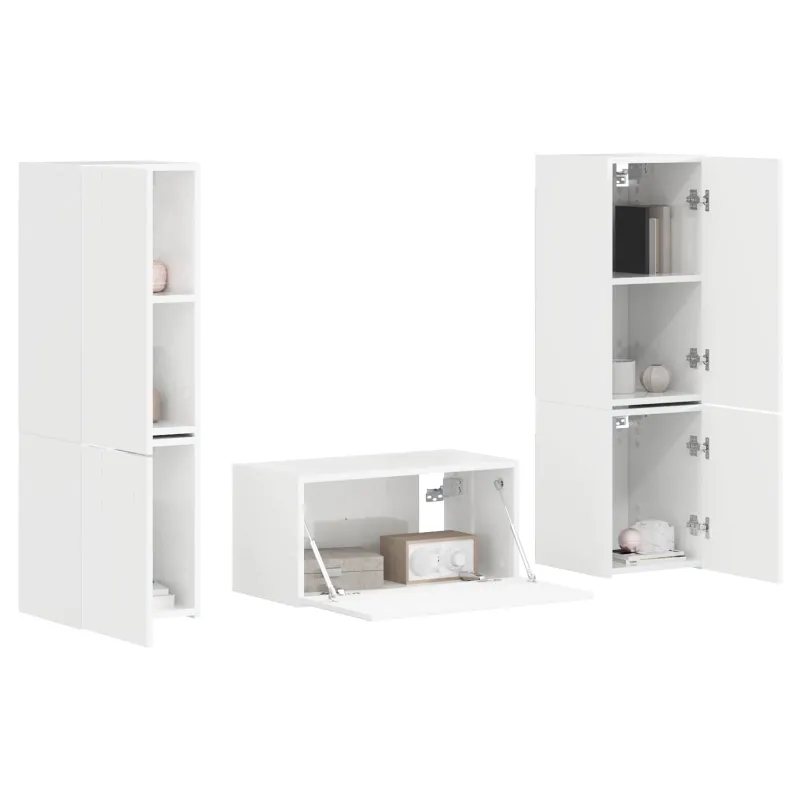 TV spintelių komplektas 5 pcs Aukštai blizganti balta