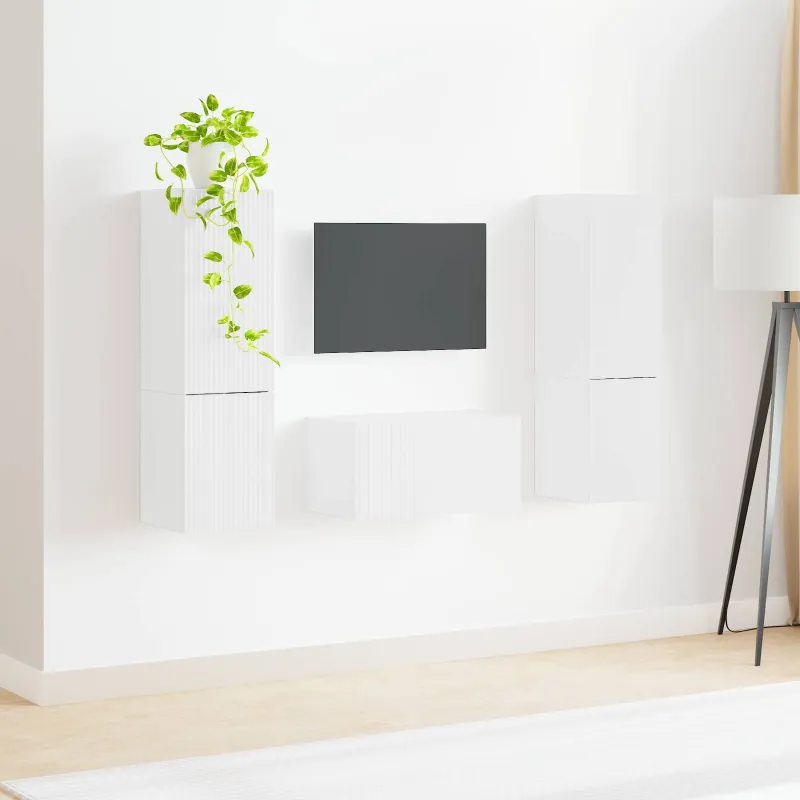 TV spintelių komplektas 5 pcs Aukštai blizganti balta