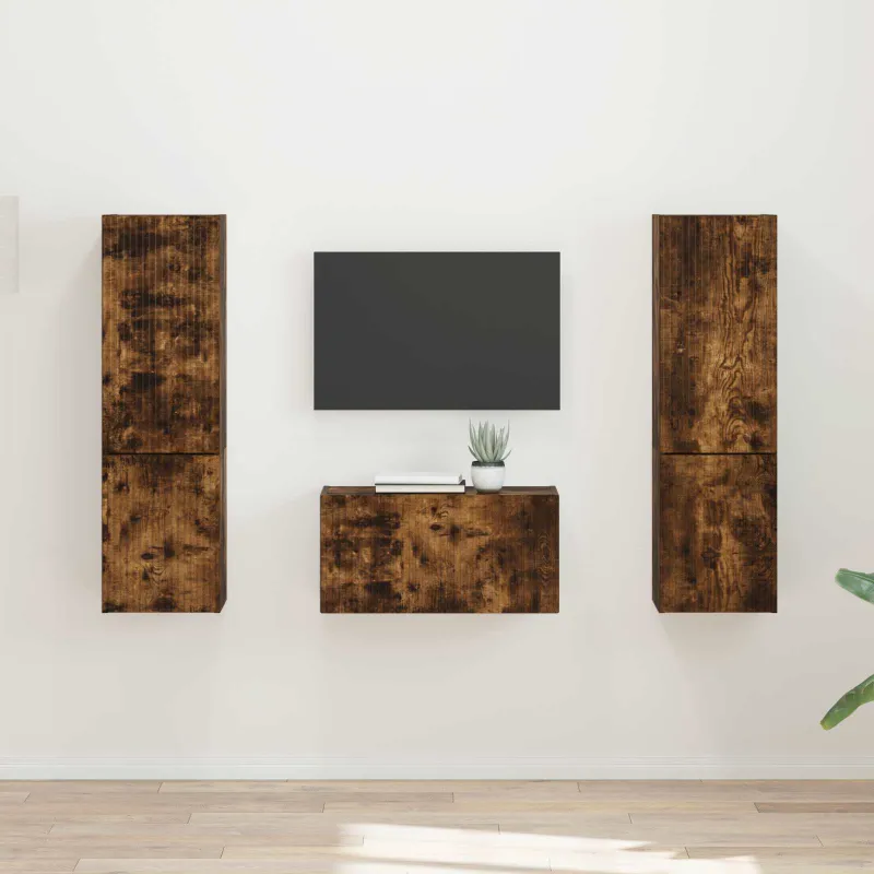 TV spintelių komplektas 5 pcs Rūkyta ąžuolas Apdirbta mediena