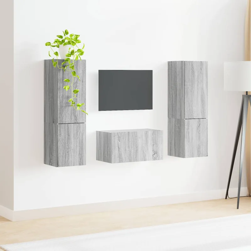 TV spintelių komplektas 5 pcs Pilkas Sonoma Apdirbta mediena