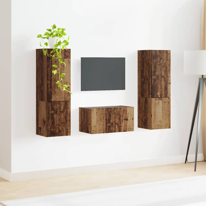 TV spintelių komplektas 5 pcs Senovinis medis Apdirbta mediena