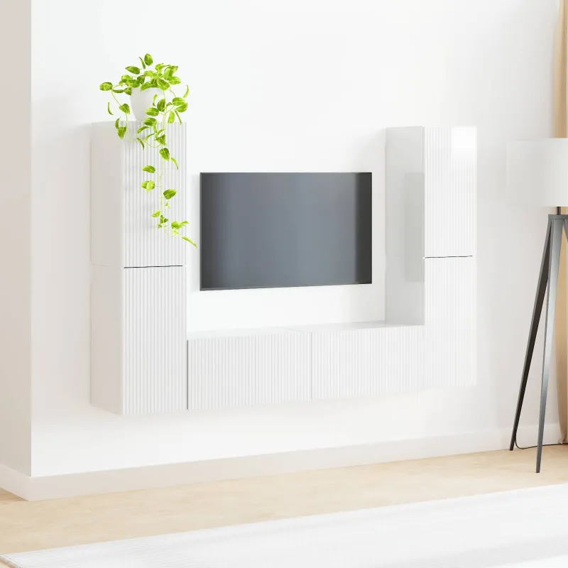 TV spintelių komplektas 6 pcs Aukštai blizganti balta