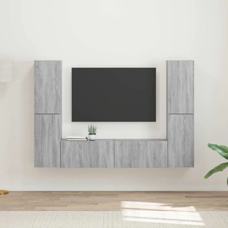 TV spintelių komplektas 6 pcs Pilkas Sonoma Apdirbta mediena