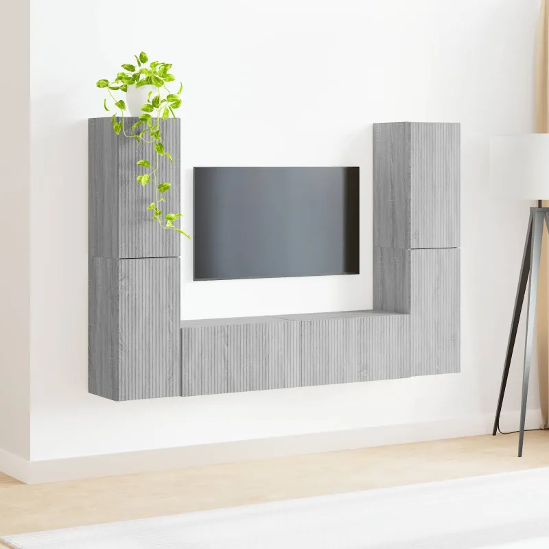 TV spintelių komplektas 6 pcs Pilkas Sonoma Apdirbta mediena