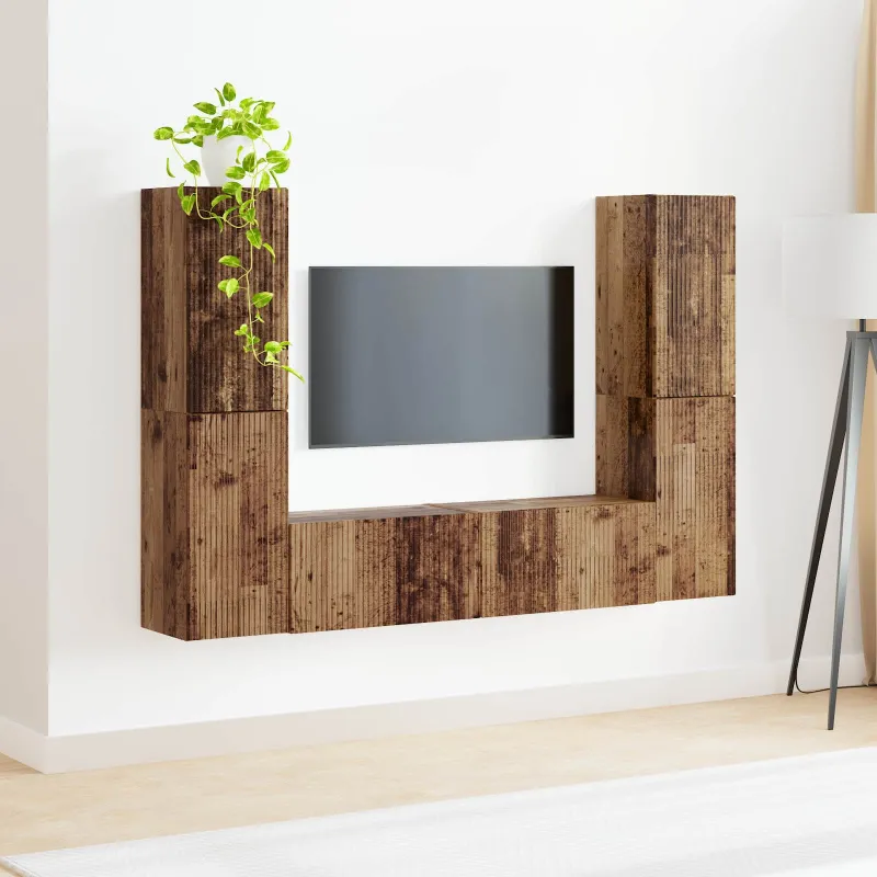 TV spintelių komplektas 6 pcs Senovinis medis Apdirbta mediena