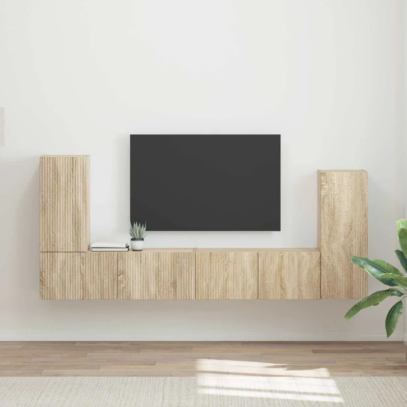 TV spintelių komplektas 4 pcs Sonoma ąžuolas Apdirbta mediena