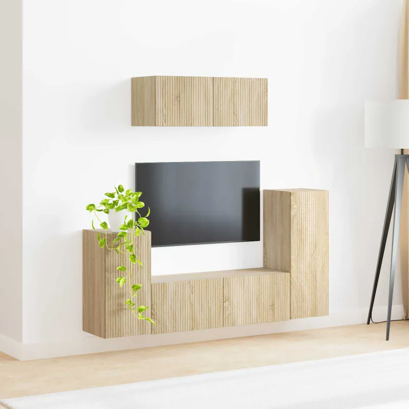 TV spintelių komplektas 4 pcs Sonoma ąžuolas Apdirbta mediena