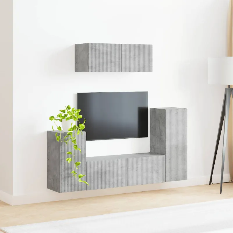 TV spintelių komplektas 4 pcs Betono pilka Apdirbta mediena