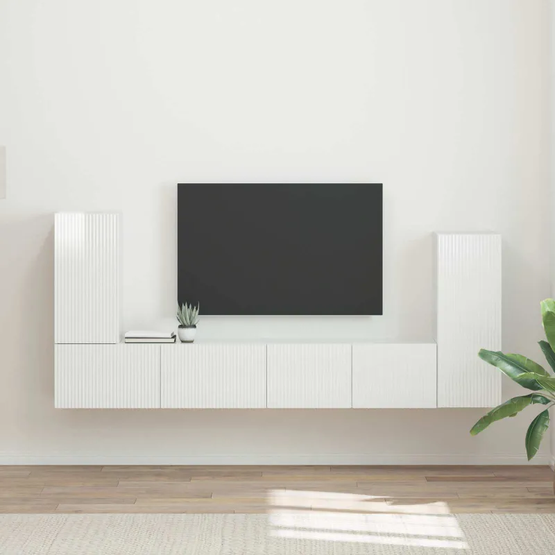 TV spintelių komplektas 4 pcs Aukštai blizganti balta