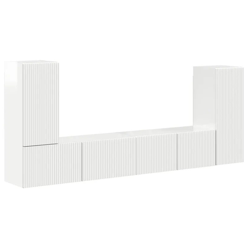 TV spintelių komplektas 4 pcs Aukštai blizganti balta