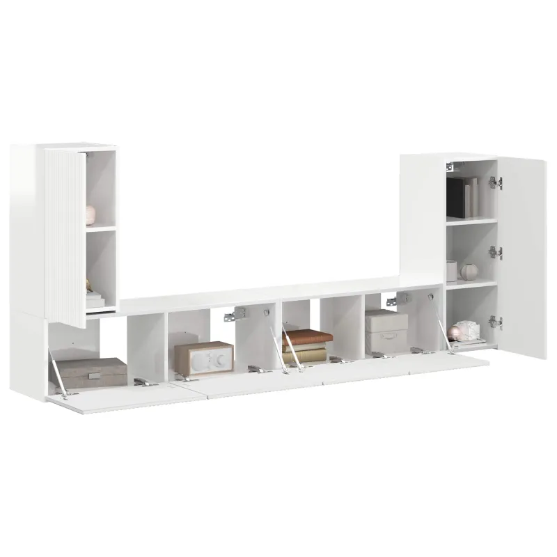 TV spintelių komplektas 4 pcs Aukštai blizganti balta