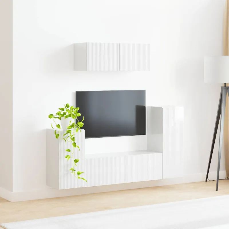TV spintelių komplektas 4 pcs Aukštai blizganti balta