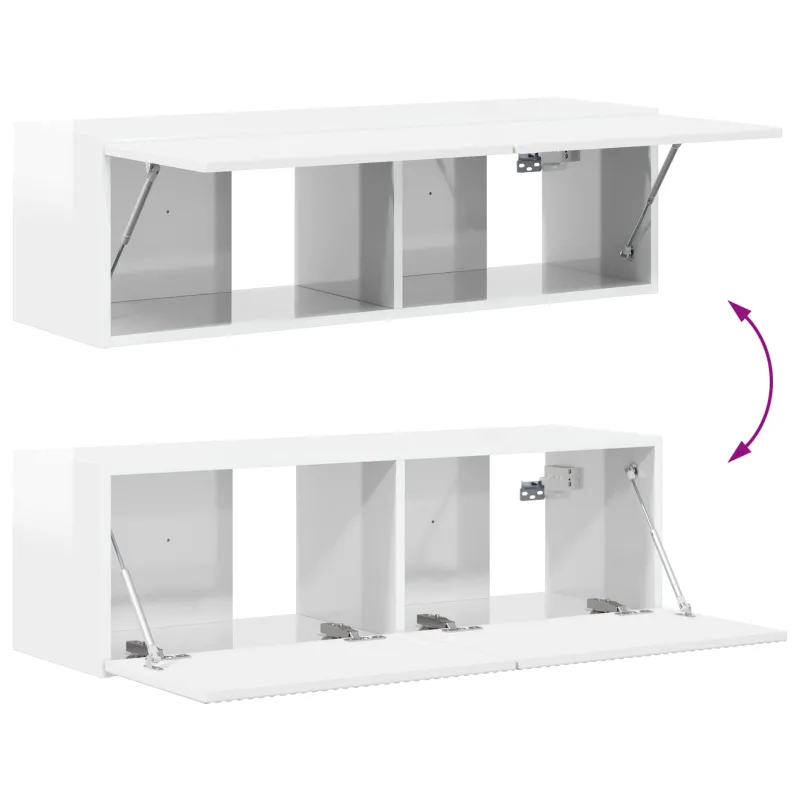 TV spintelių komplektas 4 pcs Aukštai blizganti balta