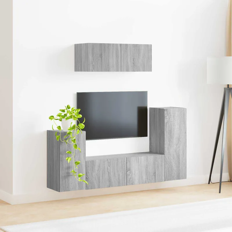 TV spintelių komplektas 4 pcs Pilkas Sonoma Apdirbta mediena
