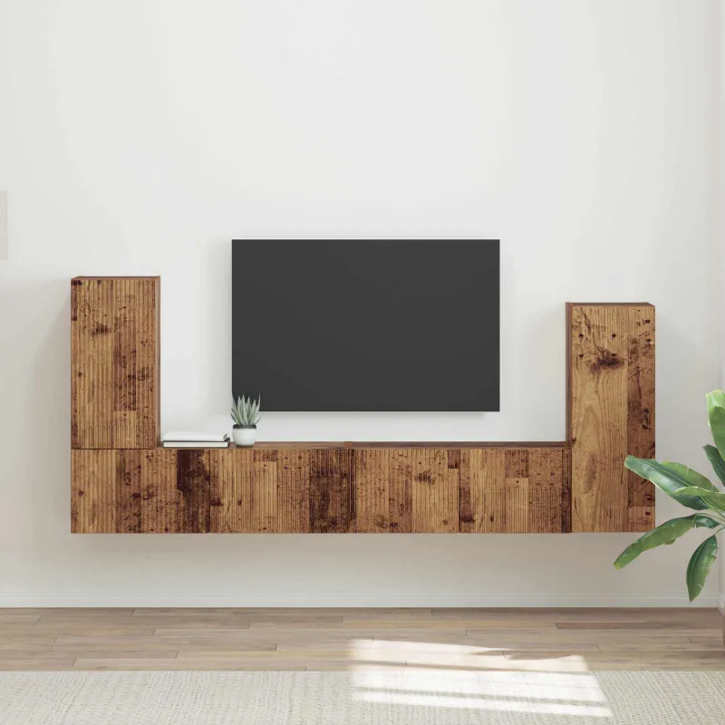TV spintelių komplektas 4 pcs Senovinis medis Apdirbta mediena