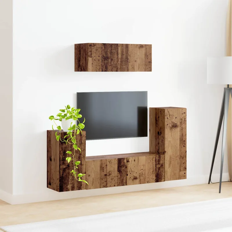 TV spintelių komplektas 4 pcs Senovinis medis Apdirbta mediena