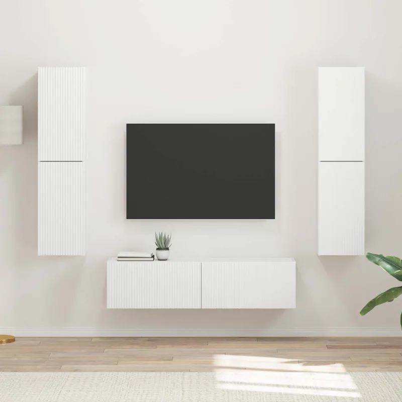 TV spintelių komplektas 6 pcs Balta Apdirbta mediena