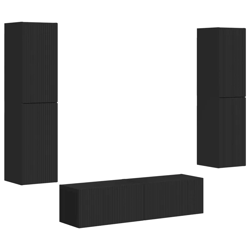 TV spintelių komplektas 6 pcs Juoda Apdirbta mediena