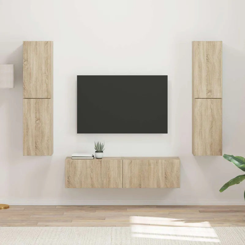 TV spintelių komplektas 6 pcs Sonoma ąžuolas Apdirbta mediena