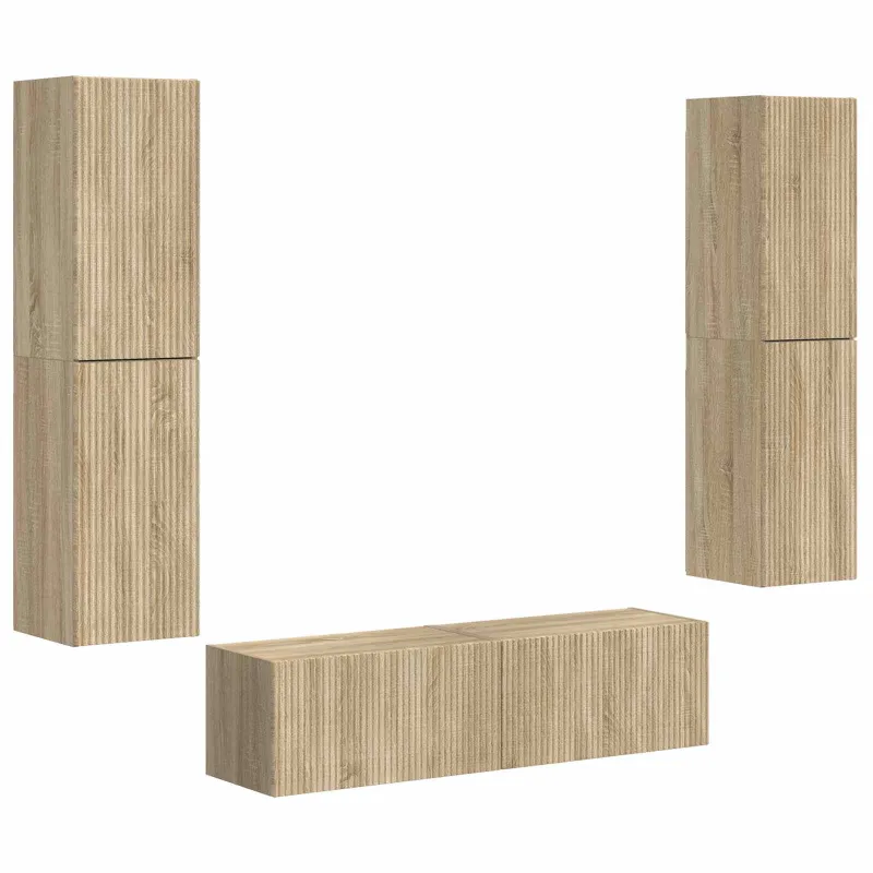 TV spintelių komplektas 6 pcs Sonoma ąžuolas Apdirbta mediena