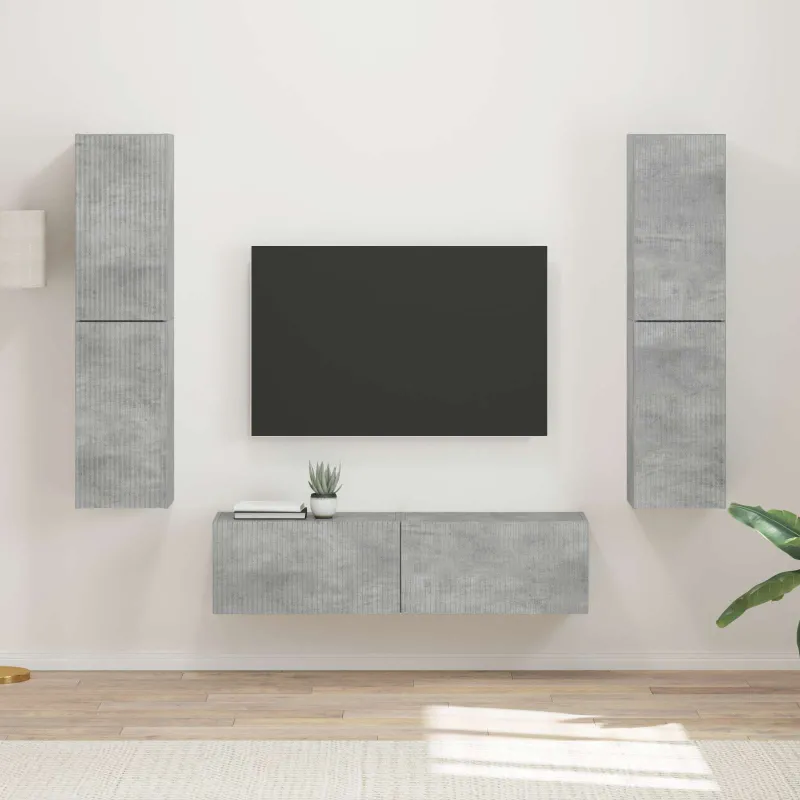TV spintelių komplektas 6 pcs Betono pilka Apdirbta mediena