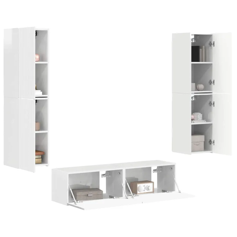 TV spintelių komplektas 6 pcs Aukštai blizganti balta