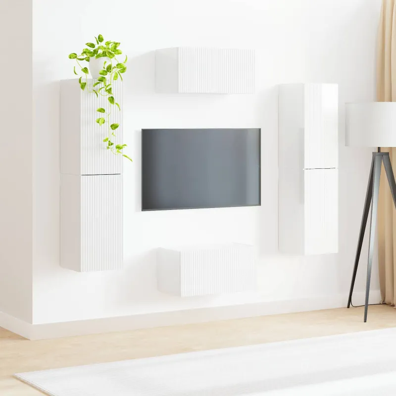 TV spintelių komplektas 6 pcs Aukštai blizganti balta