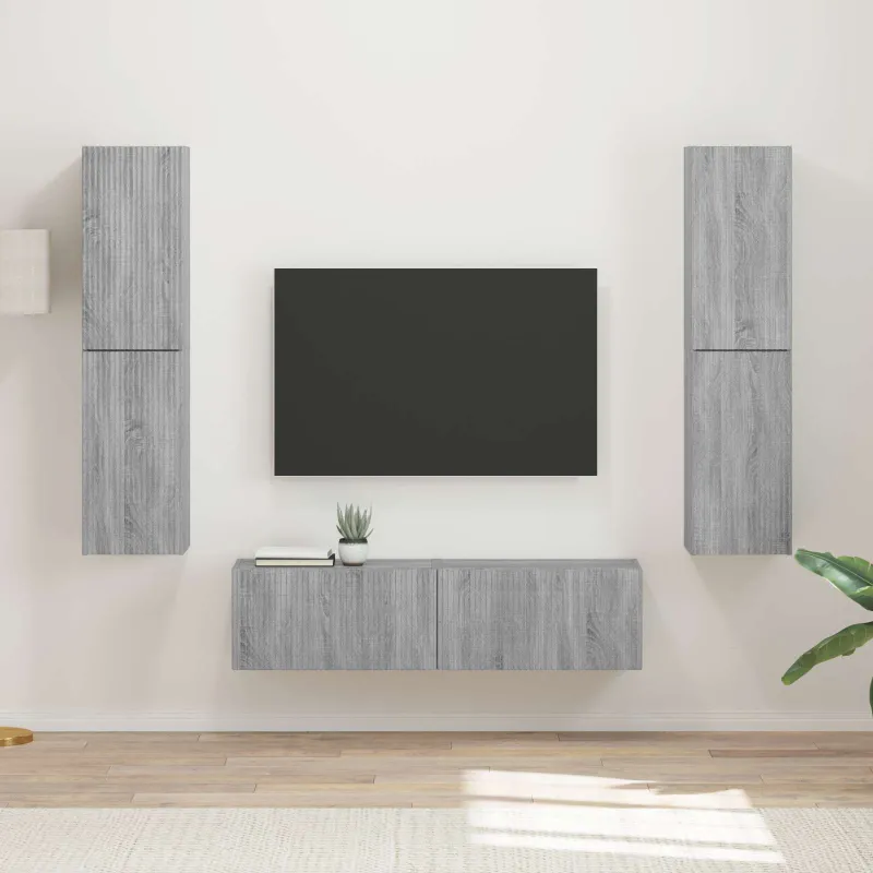 TV spintelių komplektas 6 pcs Pilkas Sonoma Apdirbta mediena
