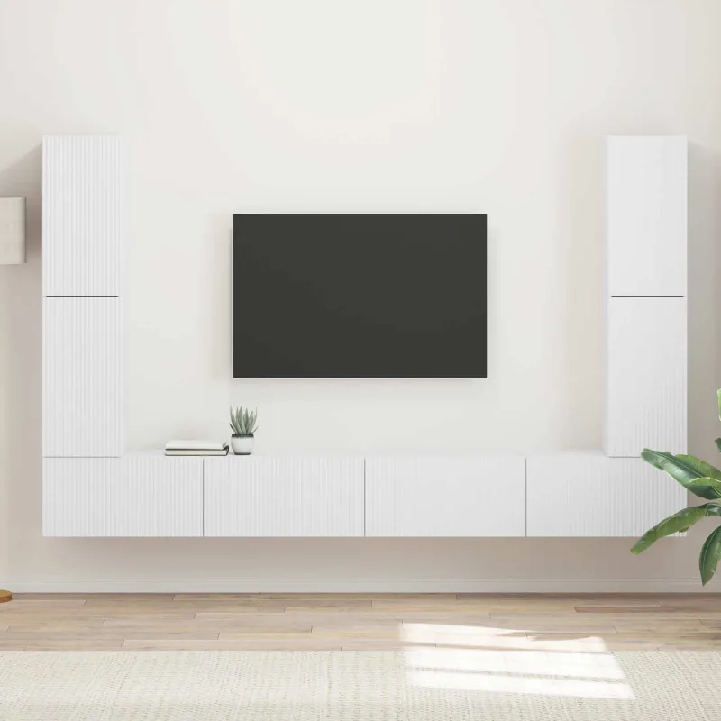 TV spintelių komplektas 8 pcs Balta Apdirbta mediena