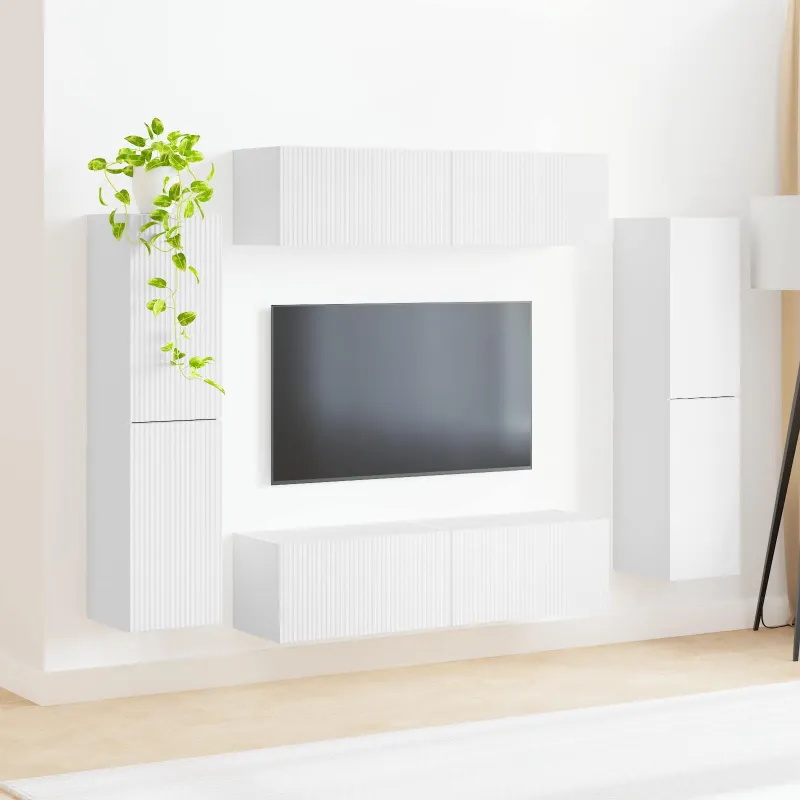 TV spintelių komplektas 8 pcs Balta Apdirbta mediena