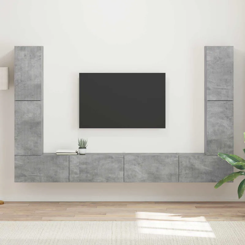TV spintelių komplektas 8 pcs Betono pilka Apdirbta mediena