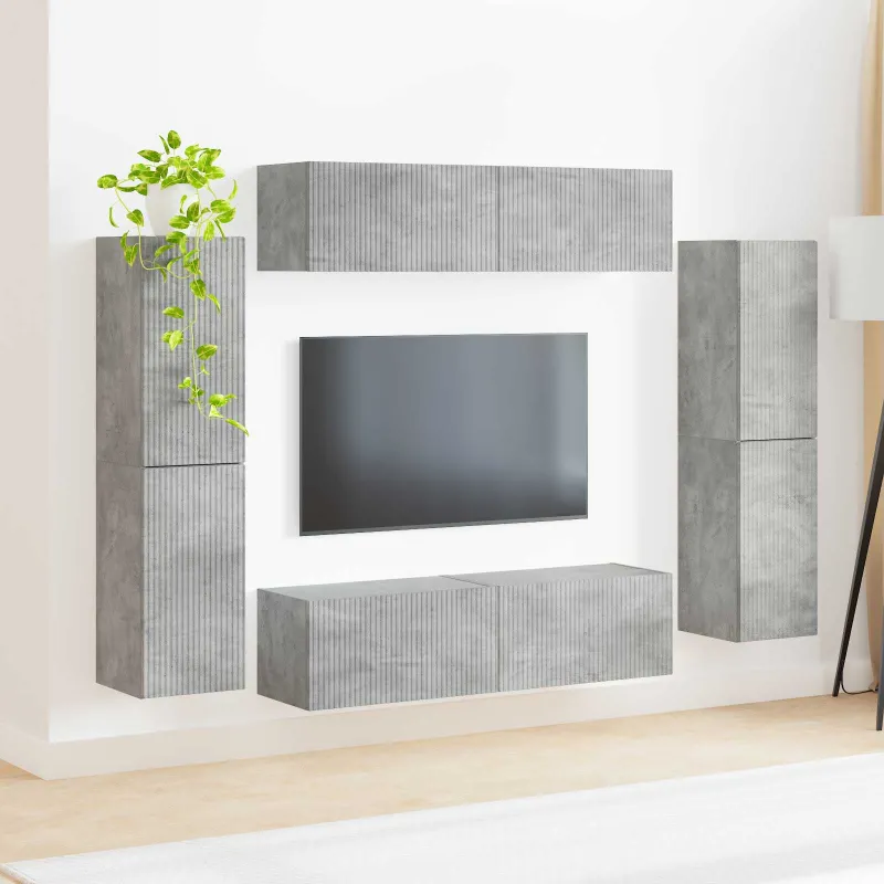 TV spintelių komplektas 8 pcs Betono pilka Apdirbta mediena