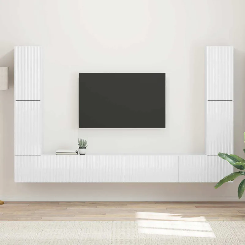 TV spintelių komplektas 8 pcs Aukštai blizganti balta