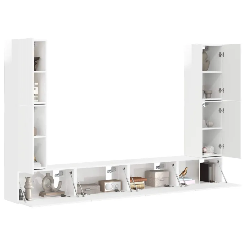 TV spintelių komplektas 8 pcs Aukštai blizganti balta