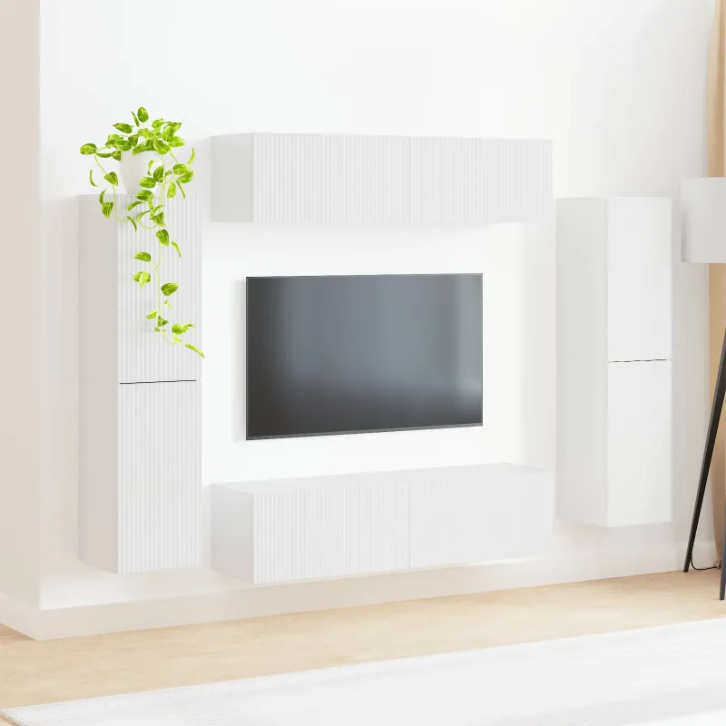 TV spintelių komplektas 8 pcs Aukštai blizganti balta